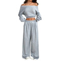 2025autumfashionpure color sports pants women's high waistdraped wide leg sweatpantspetitesamerican style pants