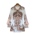 K-stylework clothing styleretroprintinglong sleevesshirt women's springloosecardigan lapel single-breasted fashiontops