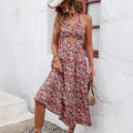 Pre-sale 72396#  cross-border women's fashion european and american ins elegantsweet small floral sexy suspender dress