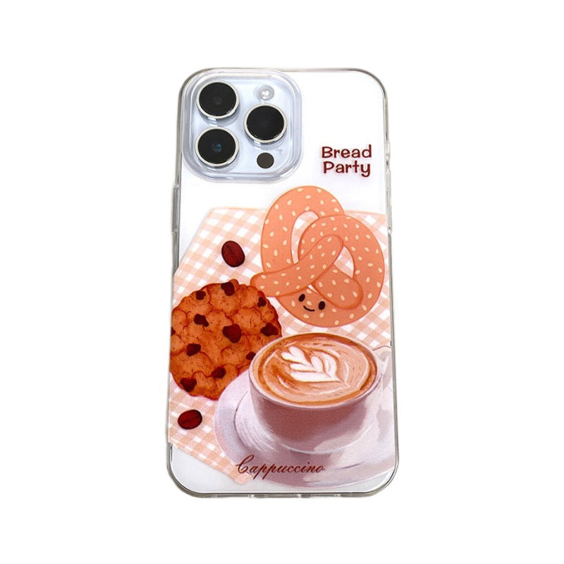 Creative cookie coffee imd phone case for apple 16 pro max - cappuccino iphone 15 protective cover