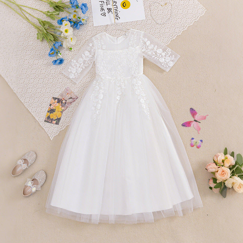 new arrivalgirl dress online longlacepatchwork flower girl wedding dress piano performance clothing in stock hot sale