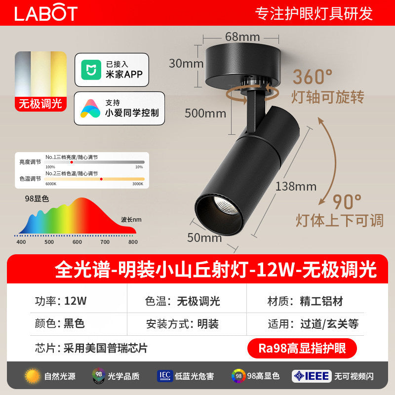 Surface-mounted hill spotlight with adjustable angle foldable ceiling-mounted wall wash light full spectrum living room high display wall wash light