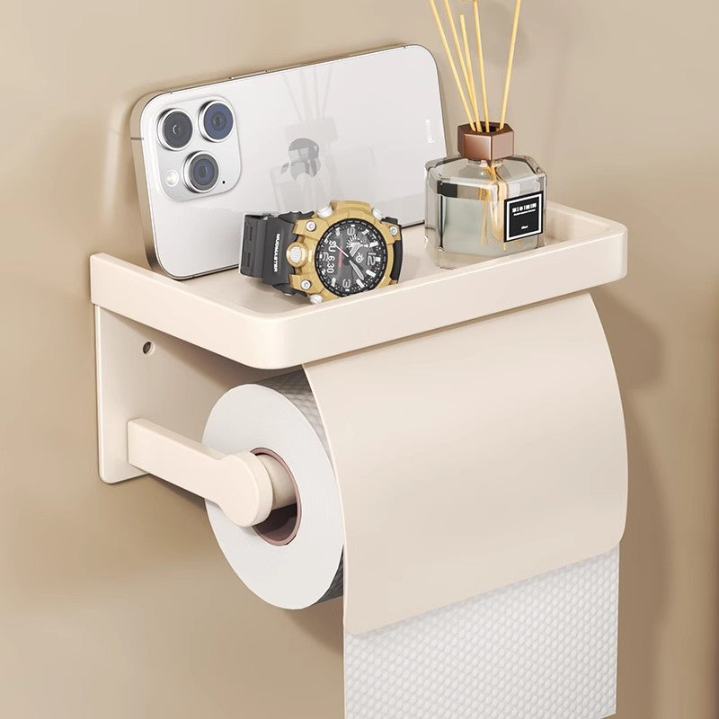 Cream wind toilet tissue box wall-mounted toilet tissue holder bathroom non-punching waterproof toilet paper box roll holder