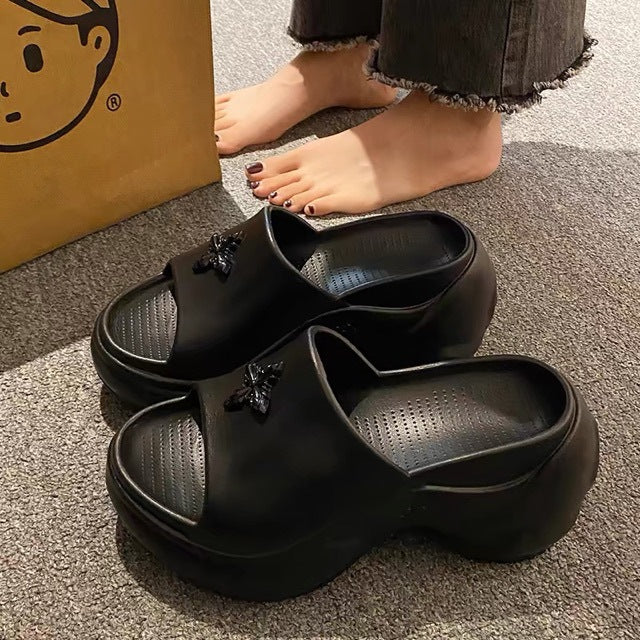 9cm thick sole star slippers women's summer outwear thick sole stomping on shit feeling 2024new arrivalsummer popular sandals