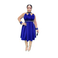 Plus size european and american women's space cotton high-waisted pleated evening gown dress african  beaded dress