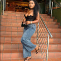 European and american style rhinestone embellished jeans - new women's streetwear washed high-waisted straight-leg jeans for  cross-border e-commerce