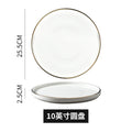 Nordic creative rimmed ceramic steak plate - personalized gold-edged ceramic round plate for restaurants, hotels, pizza, and business use