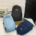 Denim backpack - in-stock, trendy style for men and women, matching couple design, fresh and simple denim student backpack