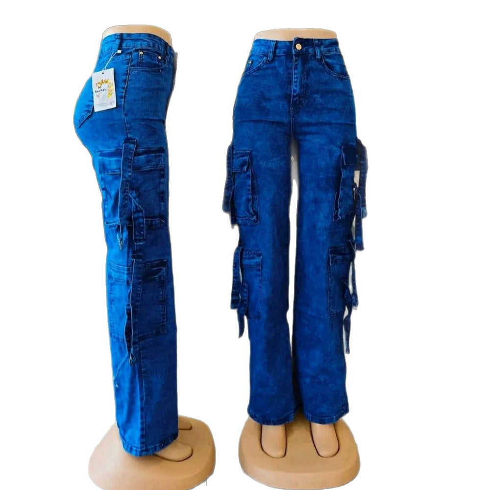 Wholesale loose jeansin stock women's looseflap pocket pantsjeans wholesale pocket jeans