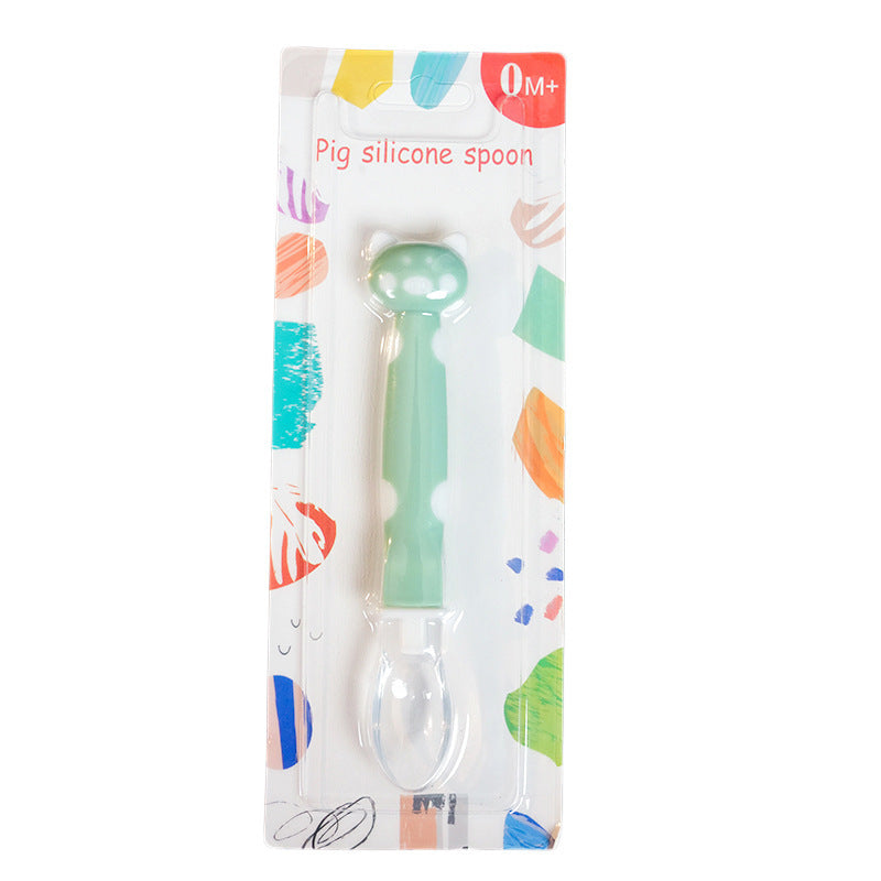 English card pack, baby silicone spoon, baby feeding tableware, soft head spoon, cartoon complementary food spoon, spoon, spoon