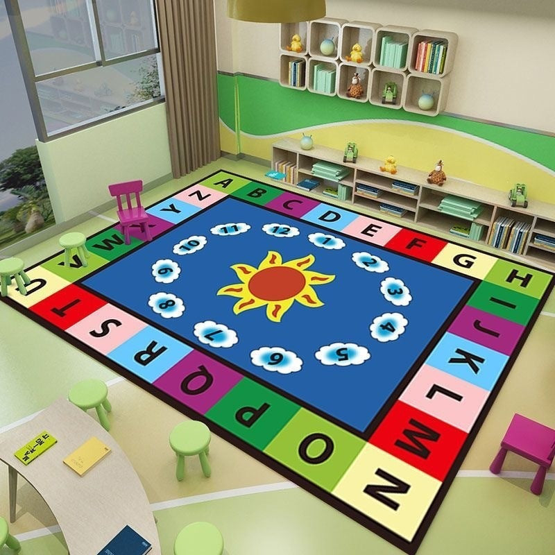 Baby crawling mat, cooling pad, classroom reading area, educational play mat, nursery kids alphabet crystal velvet rug