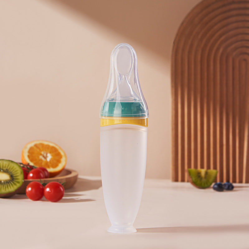 Bao hui baby rice cereal spoon, bottle-feeding squeeze spoon, silicone soft spoon, rice powder baby food supplement tool - direct from the manufacturer