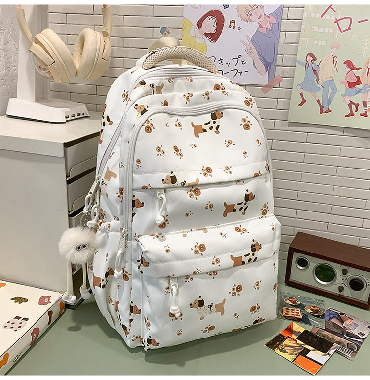 Printed graffiti student backpack - waterproof, cute, large capacity, unique, versatile school bag - korean style for girls