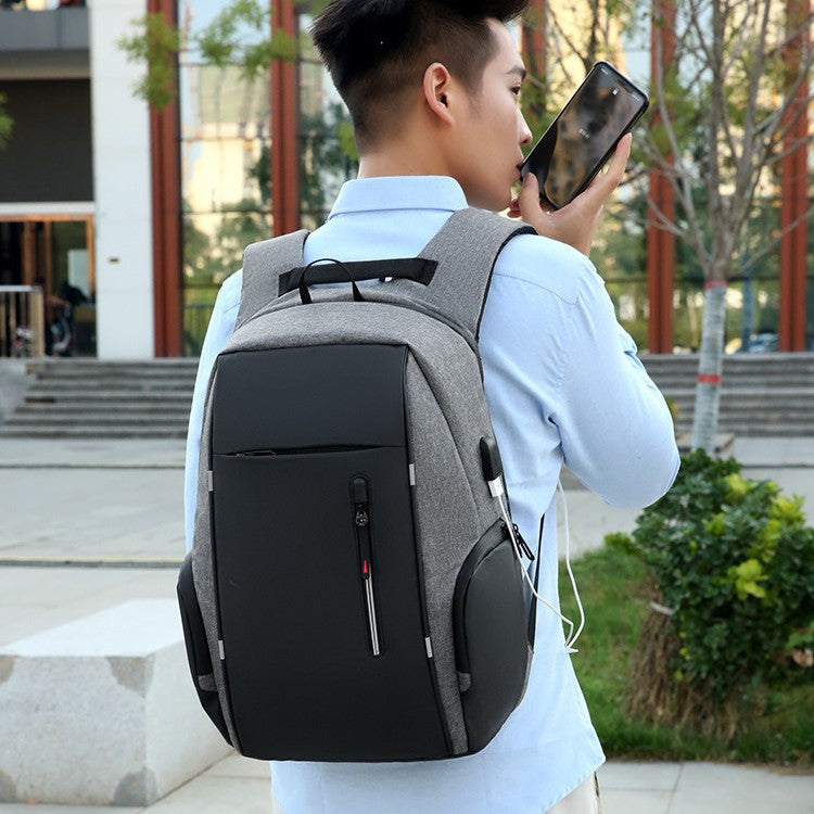 Cross-border men's laptop bag, multi-functional USB charging travel backpack, printable LOGO college student schoolbag