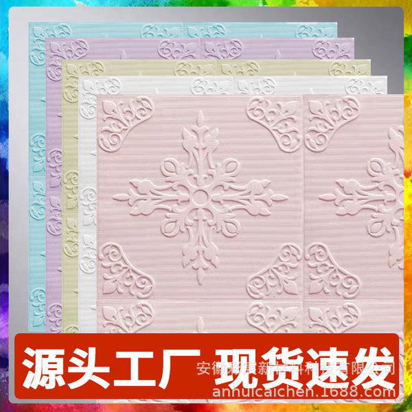 Wallpaper Self-adhesive waterproof and moisture-proof 3D oil-proof wall sticker Bedroom soft bag anti-collision foam decoration background wall renovation