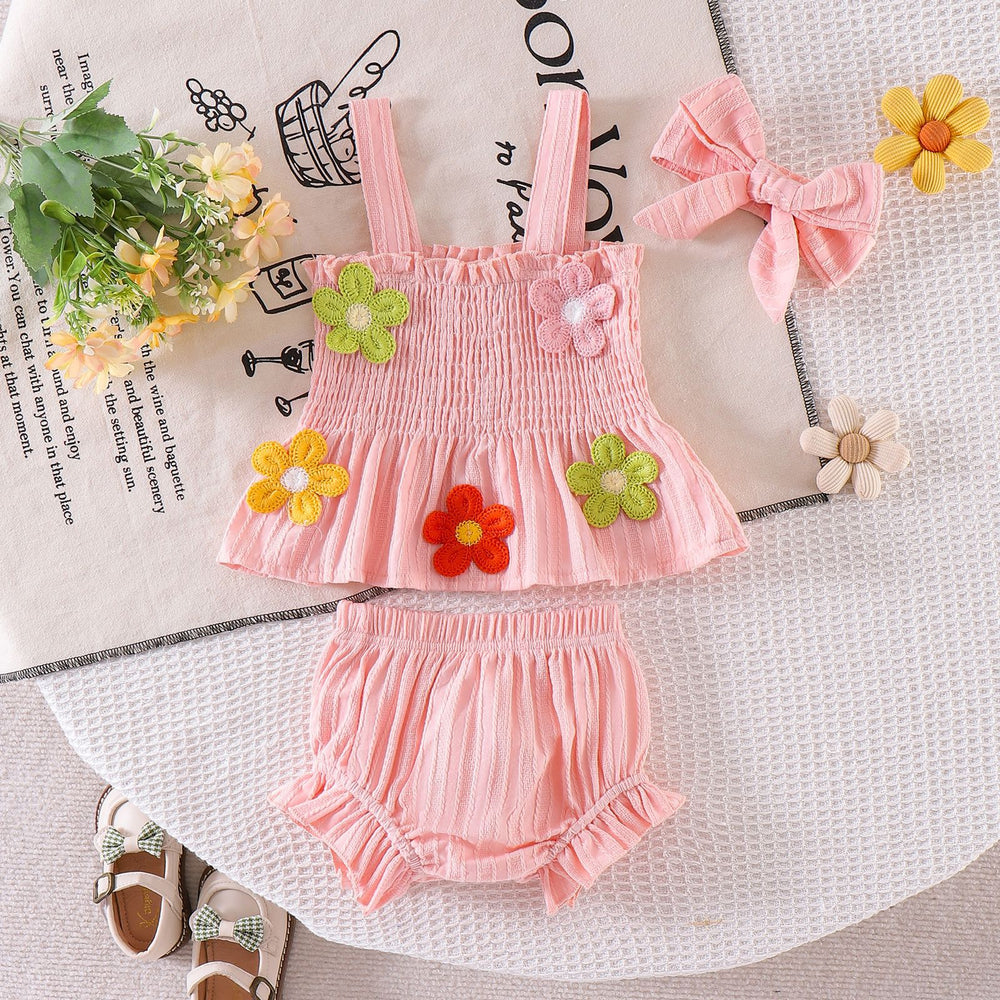 Kids clothing exclusively for i  fashion children's clothing new arrival kids pink suspender tops+shorts