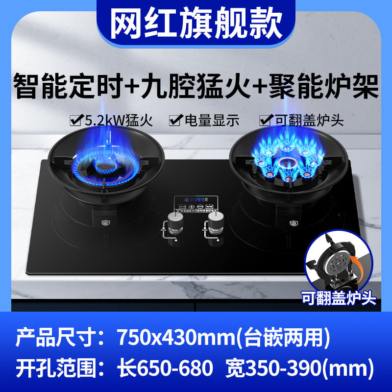 Wholesale royalstar gas stove double stove for home natural gas gas stove embedded liquefied gas energy saving fierce fire