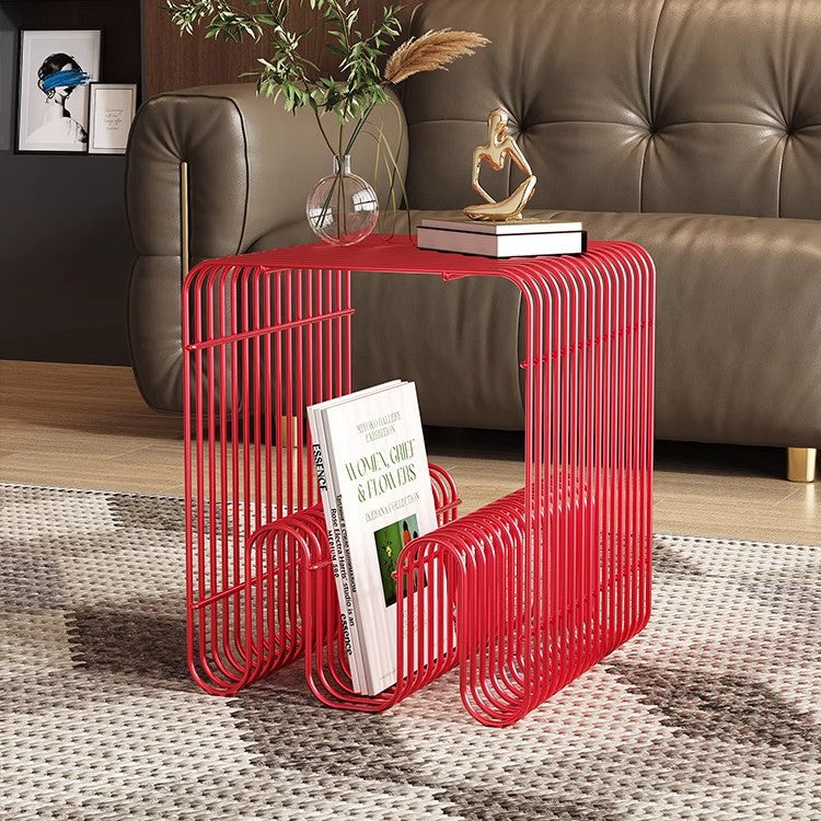 Same-day delivery of wrought iron line small coffee table, creative newspaper and magazine rack, storage bookshelf, bedside table, living room sofa side table