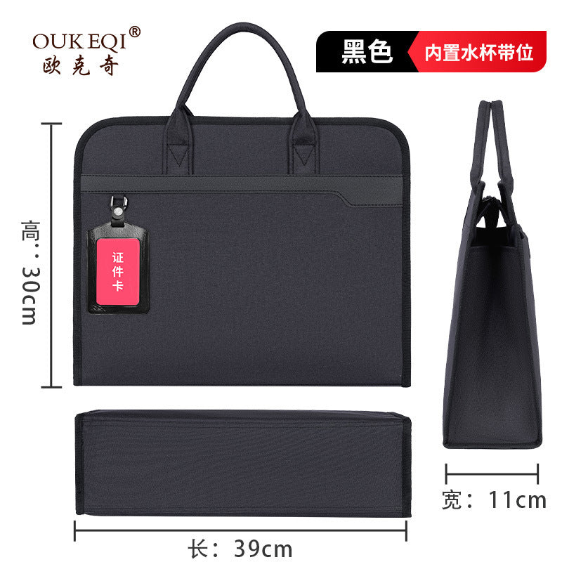 Oukeqi large capacity business briefcase office conference document bag portable business trip laptop bag print logo