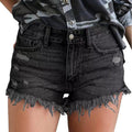 Factory direct cross-border trade  new ripped fringe stretch  denim shorts hot pants trendy women's