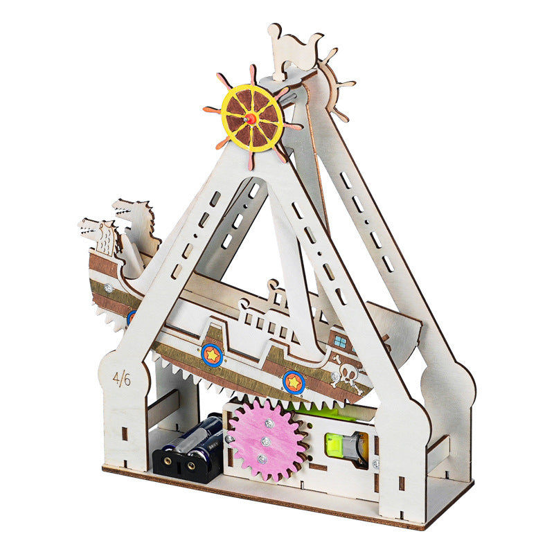 Pirate ship technology small production, primary and secondary school students science experiment, students handmade DIY fun invention steam teaching aids