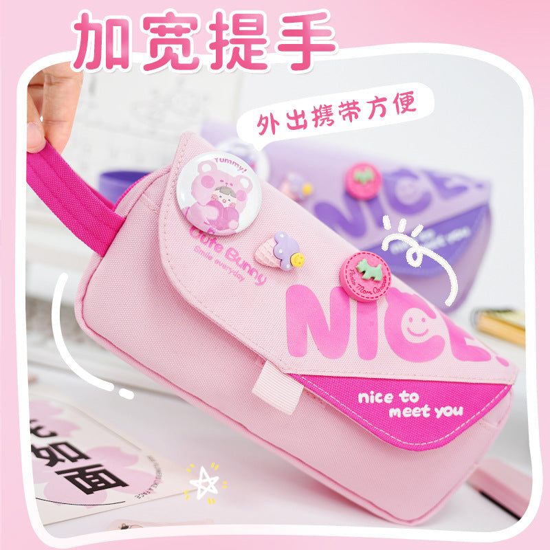 Pencil bag Large capacity children, primary school students and girls High value multi-functional double-layer stationery bag 2025 new pencil bag