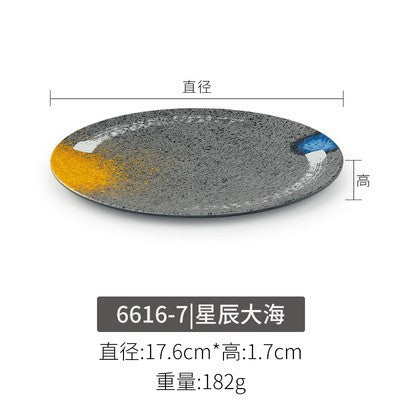 Melamine plate japanese plastic barbecue plate imitation porcelain round flat plate barbecue plate restaurant hot pot tableware dish plate commercial