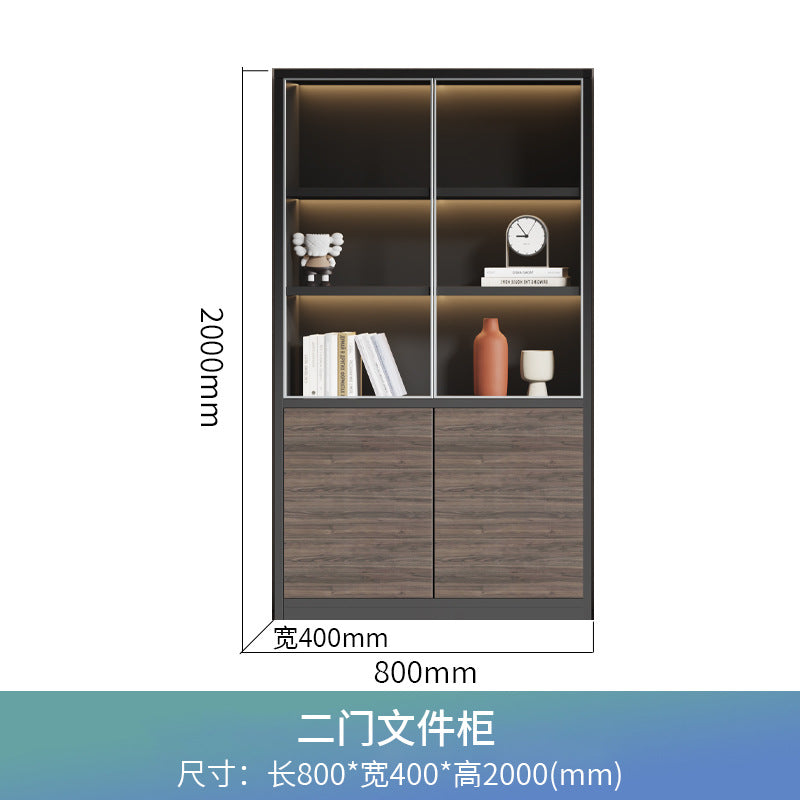 Wooden office file cabinet, executive bookcase, background cabinet, document storage cabinet, minimalist modern glass door cabinet