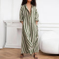 cross-border european and american women's clothing: summer dress for women, casual everyday loose striped v-neck dress