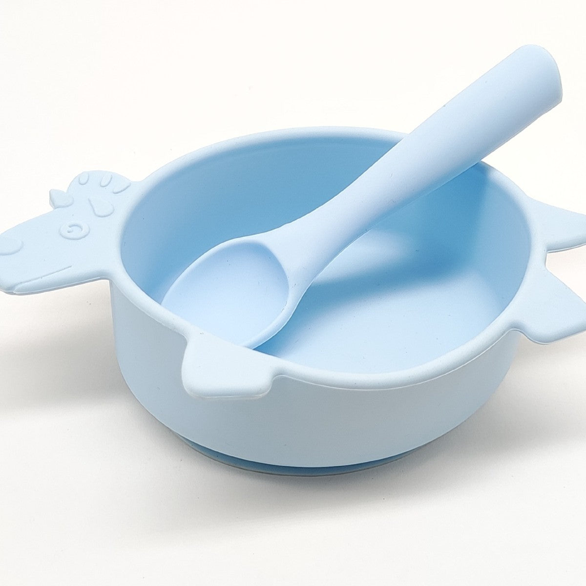Cross-border hot-selling silicone dinosaur bowls and spoons, Mengqu non-slip tableware two-piece set, baby complementary food silicone bowls and spoons wholesale