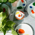 Ins scandinaviancasual style grids geometric fragments creative design color block paint bowl stylish color ceramic bowl