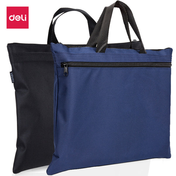 Deli 5840 Tote Bag, Large Capacity A4 Documentation Zipper Bag Men's and Women's Canvas Tote Bag Storage Bag