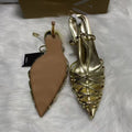 Za's 2025 summer new collection: trendy runway-ready electroplated stiletto heels with minimalist open-toe design and buckle strap detail