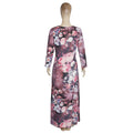 african plus size women's clothing:  &  printed round neck slimming a-line dress