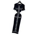 Accessible luxury tweed styleknitting gentle dress women's summer metal buckle silmslimming looka-line eleganceelegant long skirt
