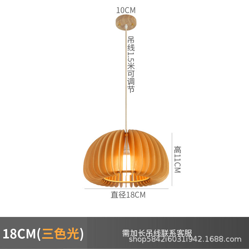 Zhongshan lighting manufacturers creative minimalist study restaurant B & B bar living room Nordic bedroom wood pumpkin chandelier