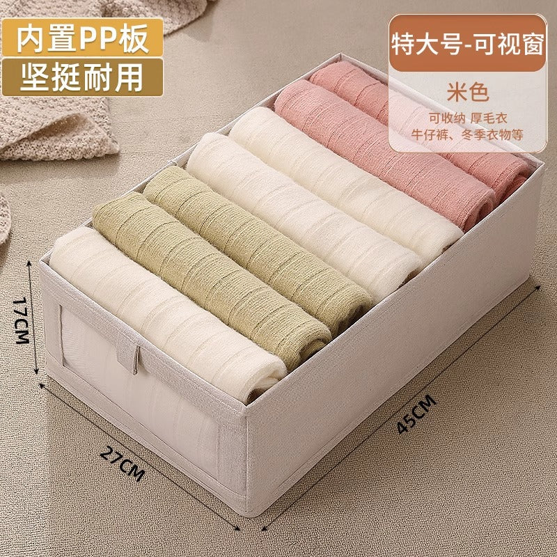 Clothes storage box Household wardrobe Fabric layered clothes finishing artifact Thickened drawer type pants storage basket