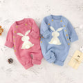 New european and american solid color baby knitted rabbit button romper outdoor wool baby jumpsuit cross-border 024