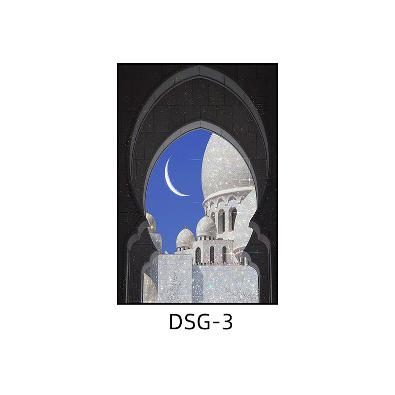 Modern light luxury decorative painting flash diamond figure art clothing store fashion hanging painting bedroom living room paris architecture mural