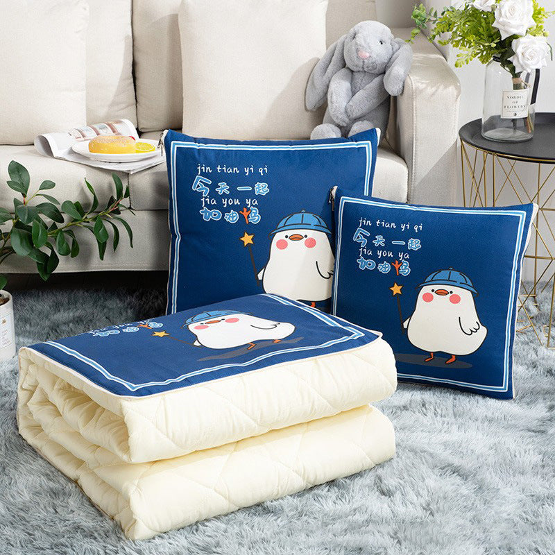 Dual-purpose pillow and quilt, advertising gift, air-conditioning quilt, office car nap pillow, side sleeping home cartoon