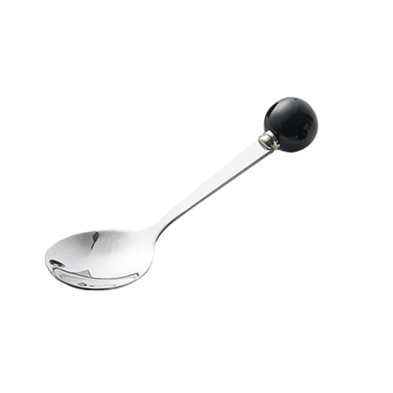 Accessible luxury ceramic ball fruit fork for home stainless steel spoon multi-purpose dessert spoon good-looking glazed pastry fork