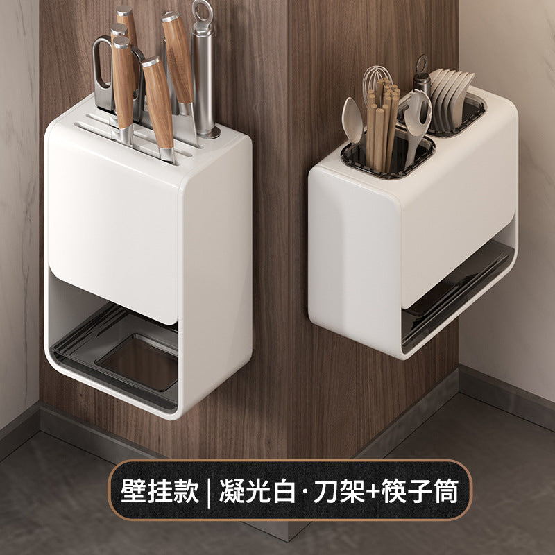 Kitchen chopstick tube rack non-punching wall-mounted wall drain acrylic chopstick cage chopstick basket storage box knife holder
