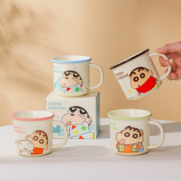 Crayon Xiaoxin Light Luxury Mug Household Ceramic Cup Cartoon Straight Cup Underglaze Color Water Cup Cute Anti-mouth Cup