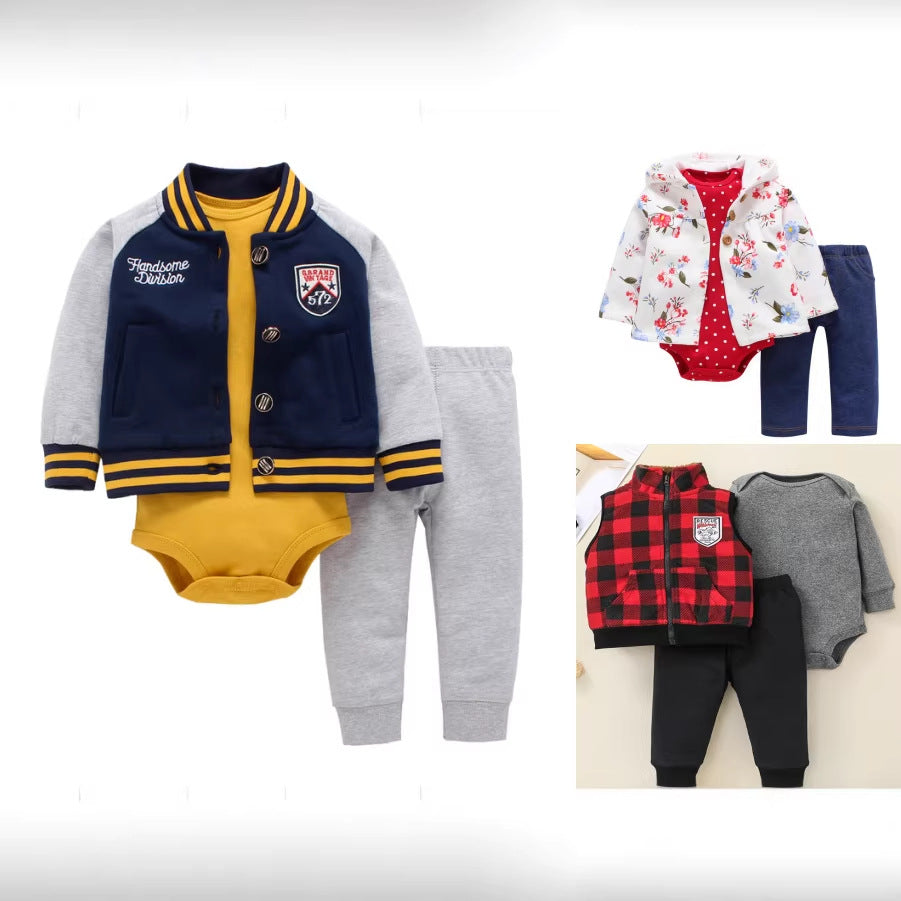Kids' girls' baby 1-year-old sweatshirt clothes autumn separates autumn outfit set wholesale hooded sweatshirt romper