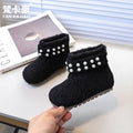 Vancahao girls' fashion pearl snow boots - new  winter collection - kids' double-layer cotton warm fuzzy ankle boots for babies