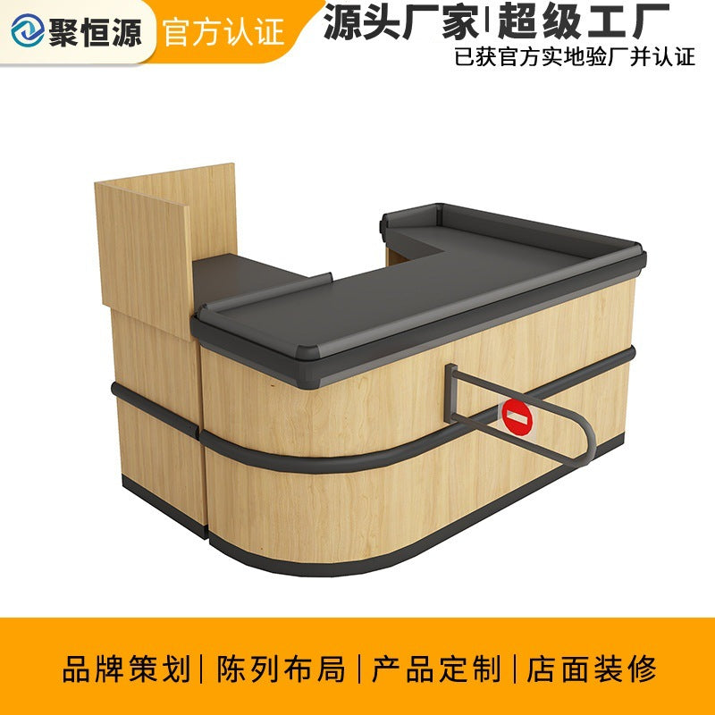 Supermarket convenience store, shopping mall collection cashier corner, simple modern shelf, maternal and infant stationery, pharmacy, front desk cabinet, bar counter