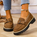 Spring & fallnew arrival buckle thick solelow ankleflats women's cross-border plus size british style retro slip-on flats  supply