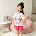 【matching family set】girls' sweet & girly pajamas - summer kids' loose-fit short sleeve & shorts set - stylish baby loungewear