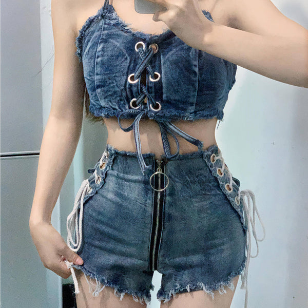 842 # New European and American Summer and Autumn Women's Denim Shorts Hot Pants Super Store Women's Sexy High Waist Jeans