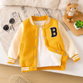 autumn/winter kids' baseball jacket - yellow fleece-lined letter print warm outerwear for boys and girls - american style thick jacket top